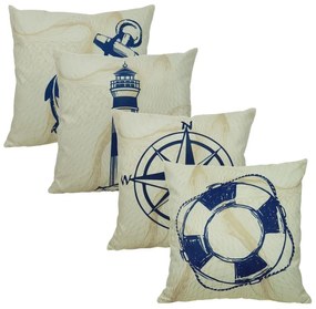 Almofada Marine Tons Amarelo com Azul 45x45cm - Rosa dos Ventos - Com Enchimento
