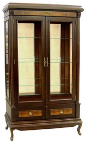 Cristaleira Trevi Vitrine 2 Portas Madeira Maciça Marchetaria Design Clássico