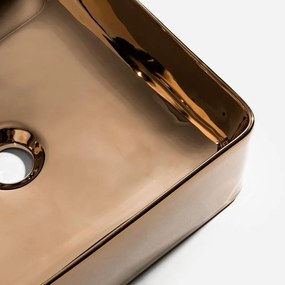 Cuba de Louça Apoio Quadrada 36 cm (Pienza Rosé Gold Metálica)