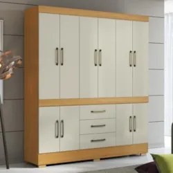 Guarda Roupa Casal 180cm 10 Portas Deno Cinamomo/Areia A15 - Mpozenato