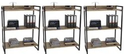 Kit 3 Estantes Livreiro Prisma Estilo Industrial 80cm 3 Prateleiras C0