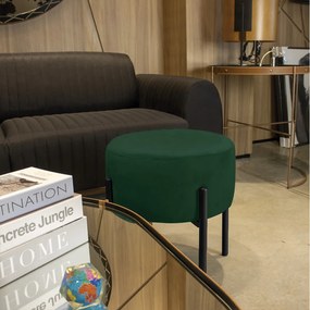 Puff Banqueta Decorativo Industrial Preto Kit 2 Iron Suede Verde D03 - D'Rossi