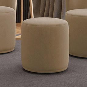 Puff Redondo Orgânico para Sala Malu Suede M11 - D'Rossi - Marrom Rato