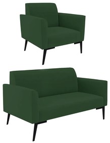 Sofá Namoradeira com Poltrona Pés Villach Marisa Veludo D03 - DRossi - Verde