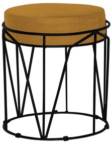 Puff Decorativo Sala de Estar Base Preto Chloe Suede Mostarda G41 - Gran Belo