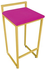 Banqueta Pietra Suede Base Dourado - Pink