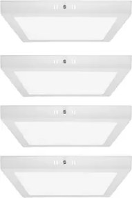 Kit 4 Plafons LED Sobrepor Quadrado 18W Branco Fosco 22,5Cm