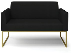 Sofá Namoradeira Base Industrial Dourado Marisa Linho Preto A79 D03 - D'Rossi