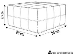 Puff Quadrado Decorativo Sala de Estar Living Lira L07 Couro Camel - M