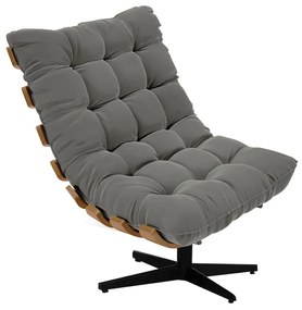 Poltrona Giratória Costela Suede Grafite Base Giratória Preto - D'Rossi