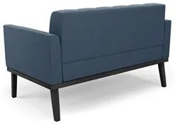 Sofá Namoradeira Base Madeira Preto Ana Suede Azul Marinho - Ibiza