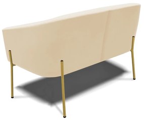 Namoradeira e 2 Poltronas Pé de Ferro Dourado Stella Suede Bege D03 - D'Rossi