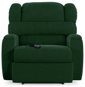 Poltrona do Papai Sala de Cinema Reclinável Kylie Controle Power Elétrico Veludo Verde Esmeralda G23