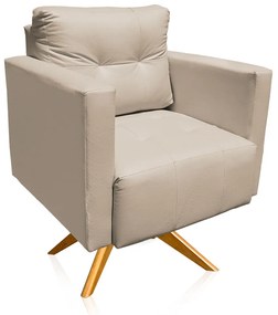 Poltrona Giratória Livia Corino Base de Madeira Ma30 D01 - D'Rossi - Bege
