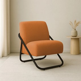 Poltrona Sala Decorativa Industrial Preto Martina Bouclê Caramelo K01 - D'Rossi