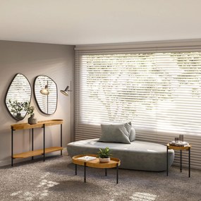 Mesa de Centro Decorativo Grimaldi Base Aço com Detalhe em Couro Caramelo/Preto G77 - Gran Belo