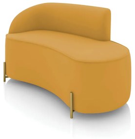 Sofá 2 Lugares Orgânico 140cm Pé Dourado Morgan Veludo D03 - D'Rossi - Mostarda