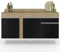 Balcão Gabinete para Pia com Tampo 150cm 3 Portas 1 Gaveta Dakota Cast