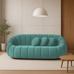 Sofá 2 Lugares Orgânico para Sala Cloud Bouclê E03 - D'Rossi - Azul Turquesa