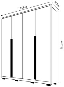 Guarda Roupa Solteiro Space com 4 Portas de Bater 3 Gavetas MDF Freijo/Offwhite G11 - Gran Belo