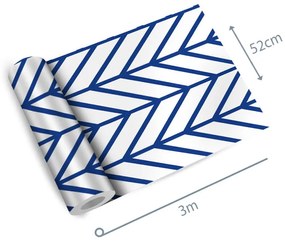 Papel de Parede Chevron Azul e Branco 0.52m x 3.00m
