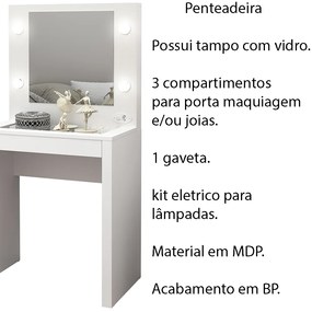Penteadeira para Quarto Decorativa PE2017 MPD Branco G69 - Gran Belo