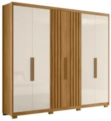 Guarda Roupa Casal 6 Portas 4 Gavetas 260cm Gaia Z17 Freijó/Off White