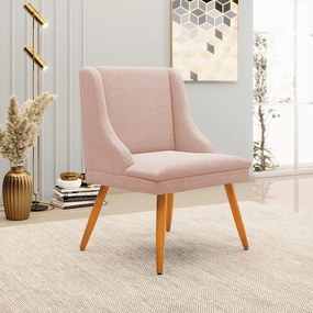 Cadeira Sala de Jantar Pé Palito Castanho Kit 6 Liz Boucle D03 - D'Rossi - Rose