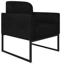 Kit Namoradeira e 1 Poltrona Decorativa Base Industrial Preta Maressa