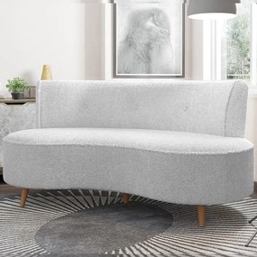 Sofá Living 2 Lugares 135cm Aang Pés Palito Bouclê Off White G33 - Gran Belo