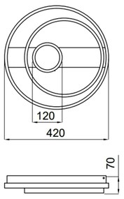 Plafon Chamego Redondo Aro Duplo Base Retangular Ø42X07Cm Led 42W 3000... (Preto)