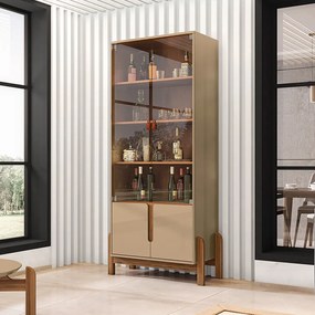 Cristaleira 02 Portas Lia 180 cm Champagne e Cedro - D'Rossi