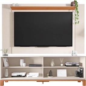 Rack Bancada Tv Para Sala de Estar 180cm Visari Off White/Freijó C01 - D'Rossi