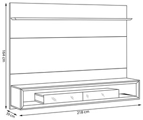 Home Suspenso Decorativo 218cm com Espelho Reyna Off White/Freijó G29 - Gran Belo