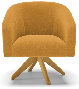 Poltrona Sala Decorativa Giratória Madeira Stella Bouclê D03 - D'Rossi - Mostarda