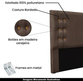 Cabeceira Decorativa Casal 1,40M Kors Veludo Marrom G63 - Gran Belo