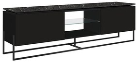 Rack Tv Multifuncional Prateleira De Vidro - Marquina Preto