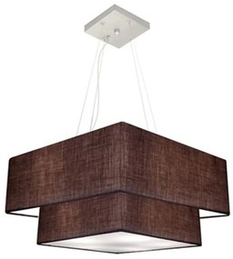 Lustre Pendente Duplo Quadrado Vivare Md-4066 Cúpula em Tecido 50x35cm Café - Bivolt
