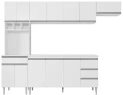 Cozinha Modulada 4 Peças Balcão com Tampo 160cm Andréia Branco - AJL M
