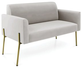 Sofá Namoradeira 2 Lugares Pé de Ferro Dourado Marisa Veludo - Cinza