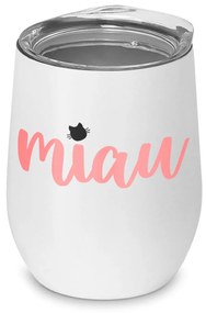 Copo Inox Corpo Duplo 400 ml Fosco Gatinha Miau - Branco