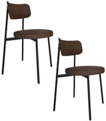 Cadeira de Jantar Estofada Kit 2 Nyka M25 Sintético Marrom - Mpozenato