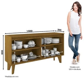 Buffet Aparador 4 Portas Quartzo Multiuso Nature/Off White