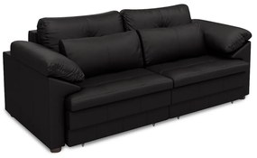 Sofá Retrátil Elétrico Sala de Estar Nolan Bipartido 250cm Conforto Premium em Couro Preto Brilho G58 - Gran Belo