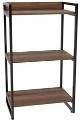 Estante Livreiro Prisma Estilo Industrial 60cm 3 Prateleiras C08 Nogal