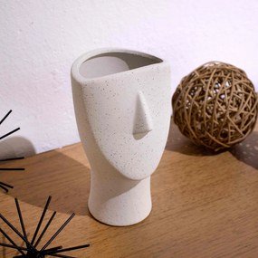 Vaso Decorativo Rosto Areia em Cerâmica 23x15 cm - D'Rossi