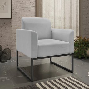Kit 2 Poltronas Decorativas Isabella Base Industrial Suede Cinza/Preto G19