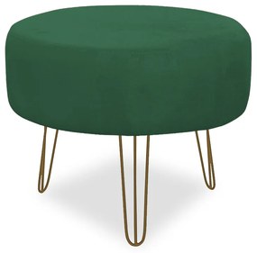 Puff Chloe Pés Hairpin Legs Dourado Suede Verde Bandeira