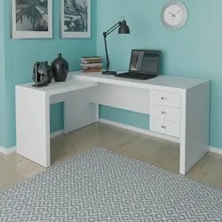 Mesa para Home Office com 03 Gavetas Branco - Tecno Mobili