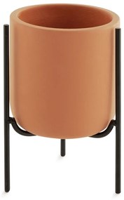 Cachepot Terracota Em Cimento Com Suporte Metalico Preto 15x10 - D'Rossi